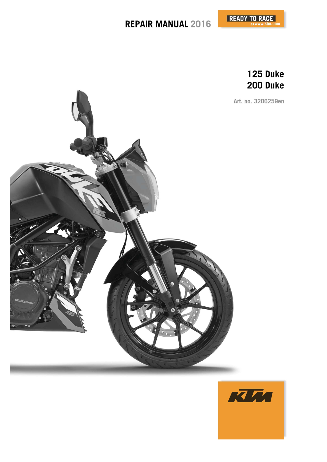 KTM 125 DUKE     2016 Owner's Manual