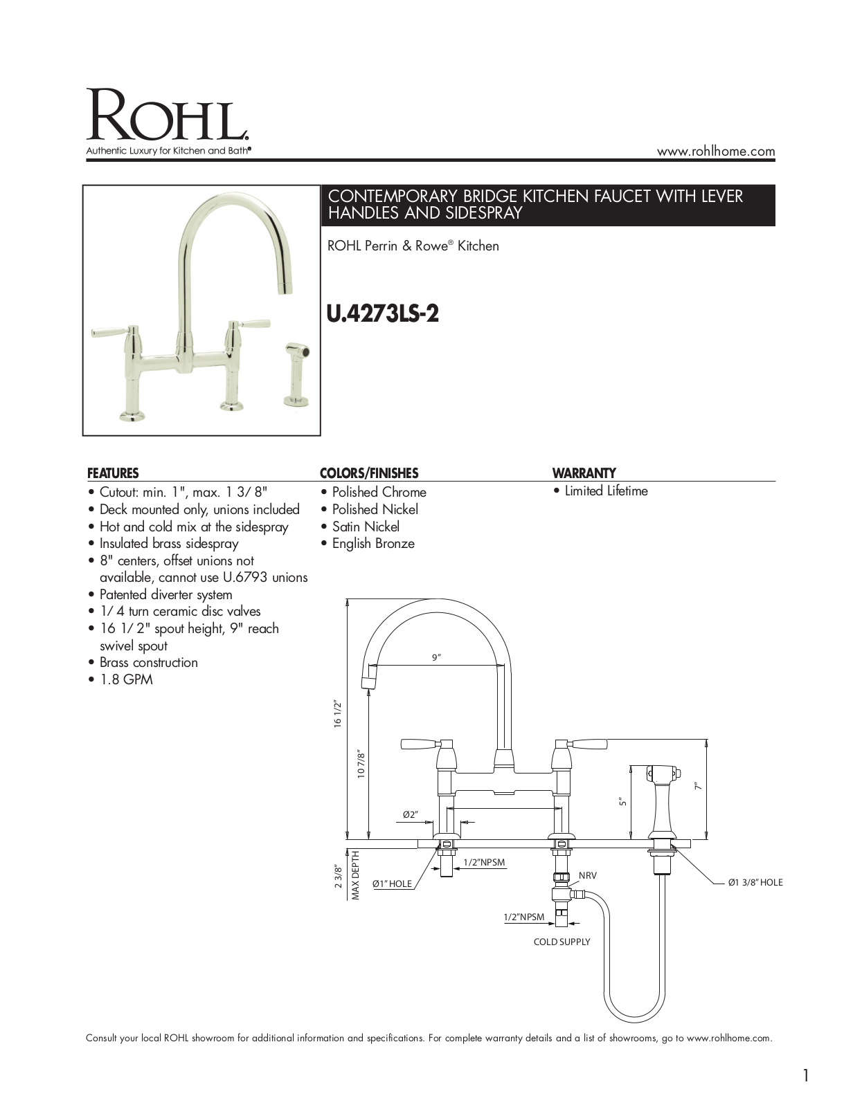 Perrin & Rowe XRH1468 Specifications - ManualMachine.com