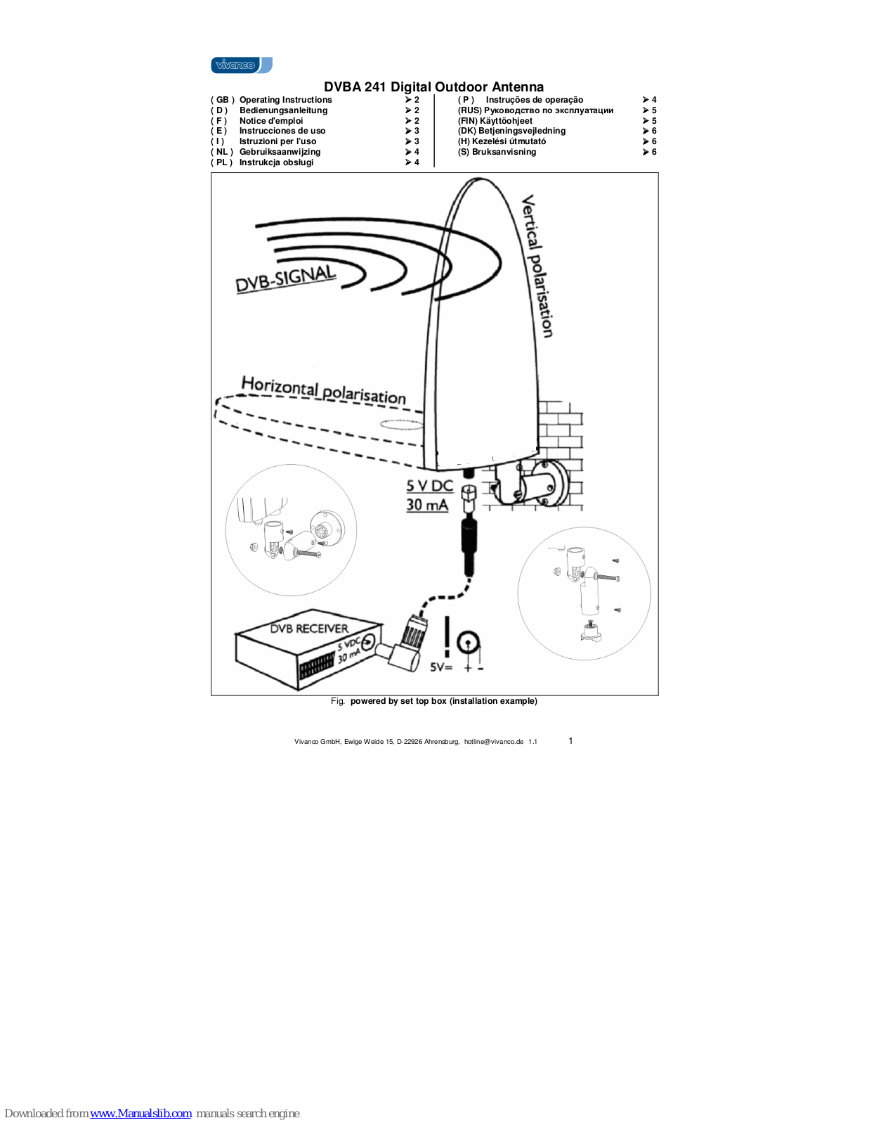 Vivanco DVBA 241 Operating Instructions Manual