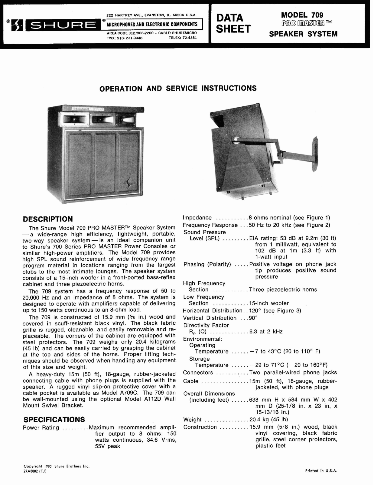 Shure 709 User Guide - ManualMachine.com