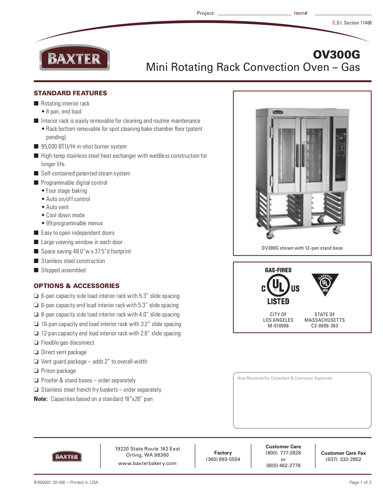 Mannhart OV300G Specifications