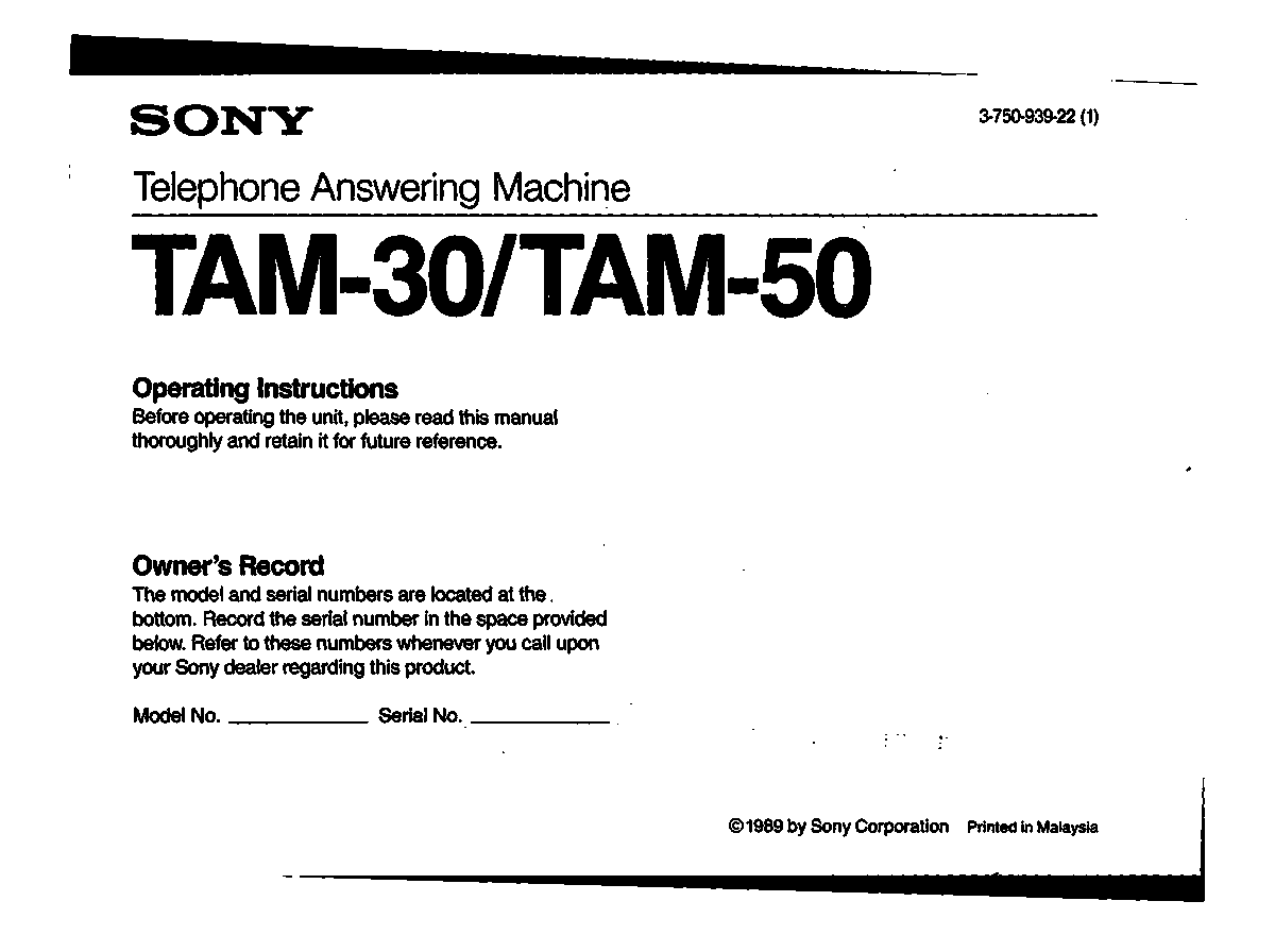 Sony TA-M30 User Manual
