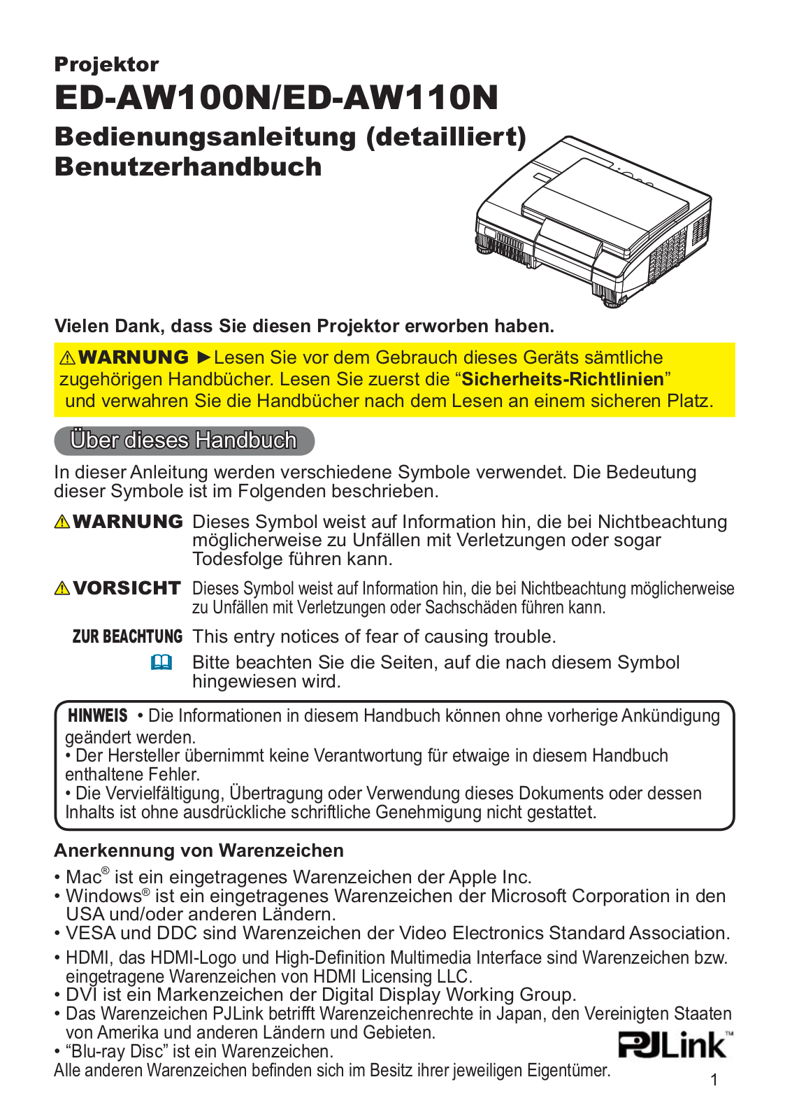 Hitachi ED-AW100, ED-AW110 User Manual