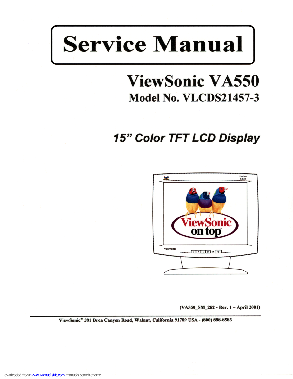 ViewSonic VA550 - LCD Display - TFT, VA550 Service Manual