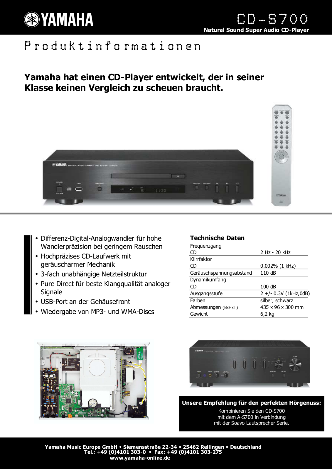 Yamaha CD-S700 Technical data