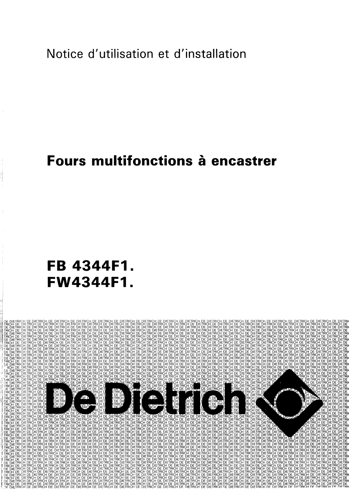 De dietrich FW4344J1, FB4344J1, FA4344J1, FG4344J1 User Manual