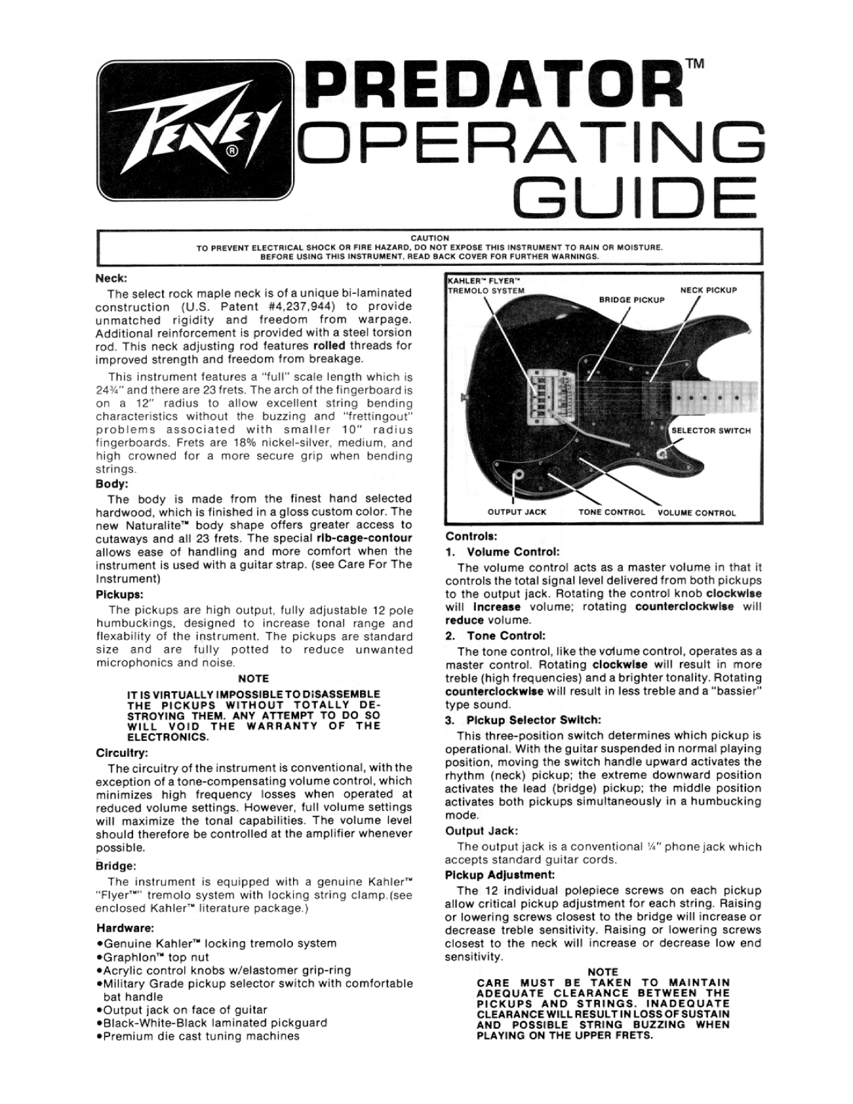 Peavey Predator User Manual