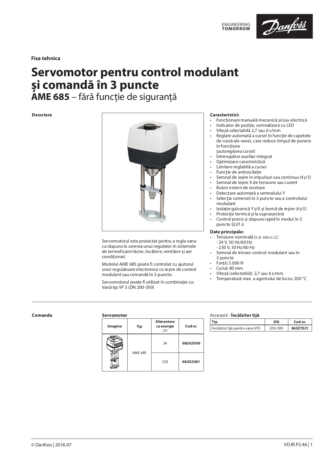 Danfoss AME 685 Data sheet