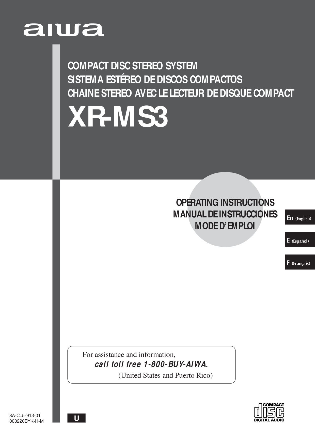Aiwa xr-ms3 user manual.
