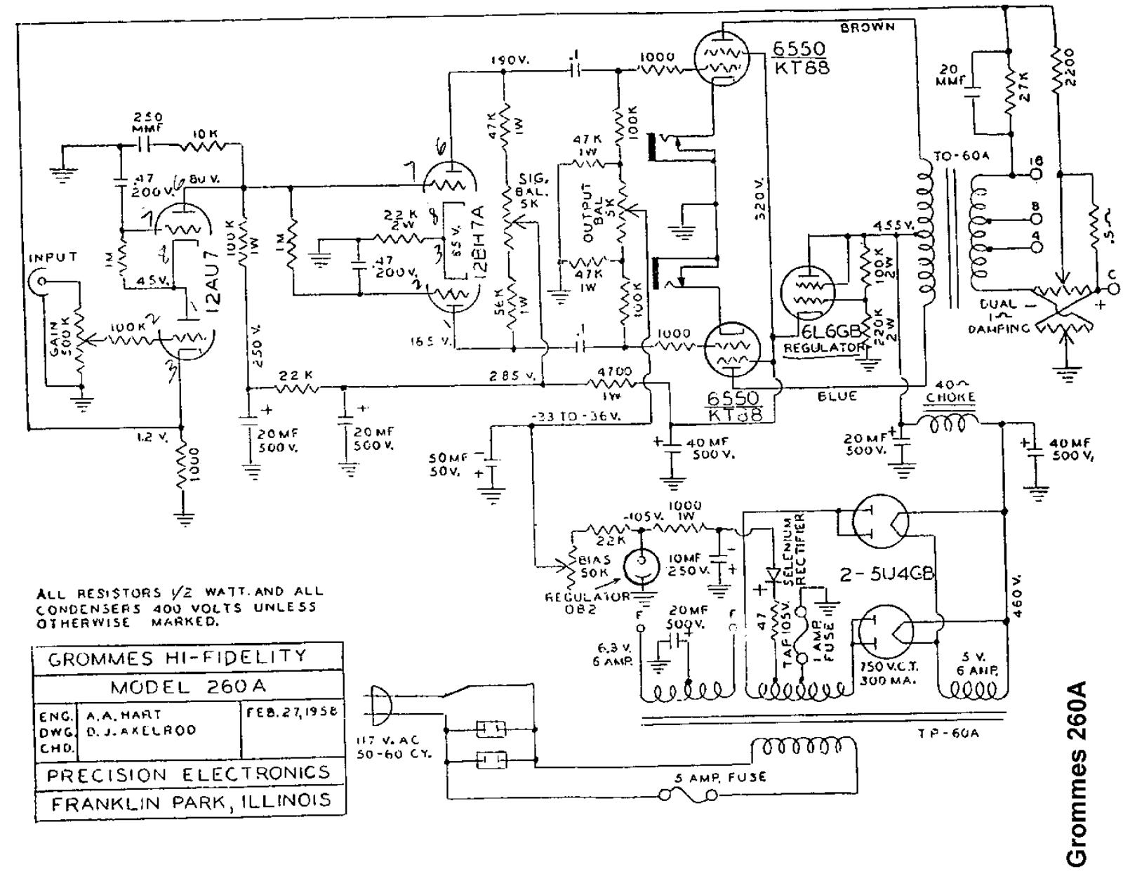 Grommes 260a schematic