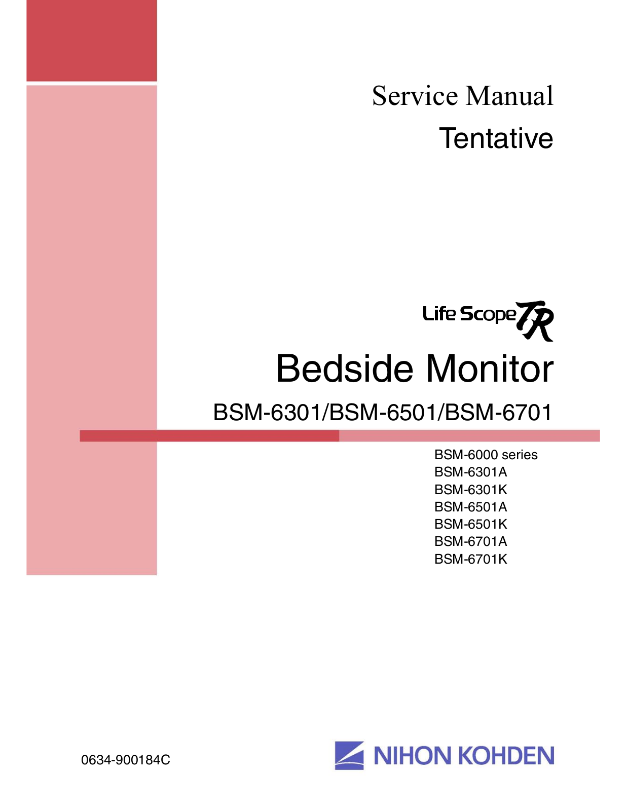 Nihon-Kohden BSM-6301, BSM-6501, BSM-6701 Service manual