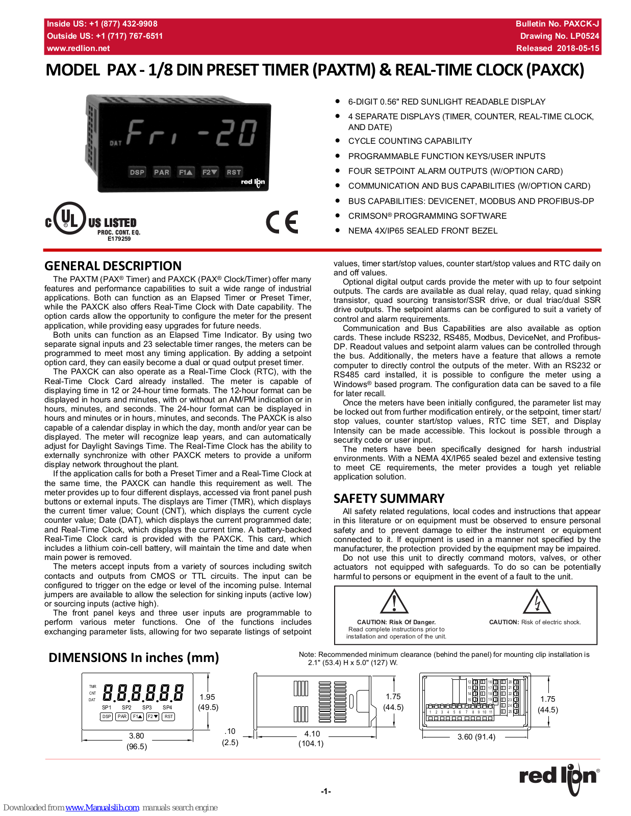 red lion PAXTM, PAXCK User Manual