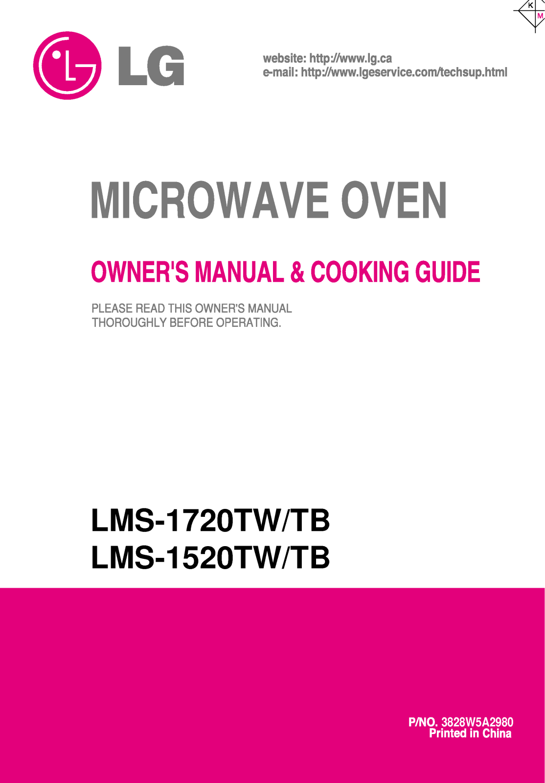 LG LMS-1520TB, LMS-1520TW User Manual