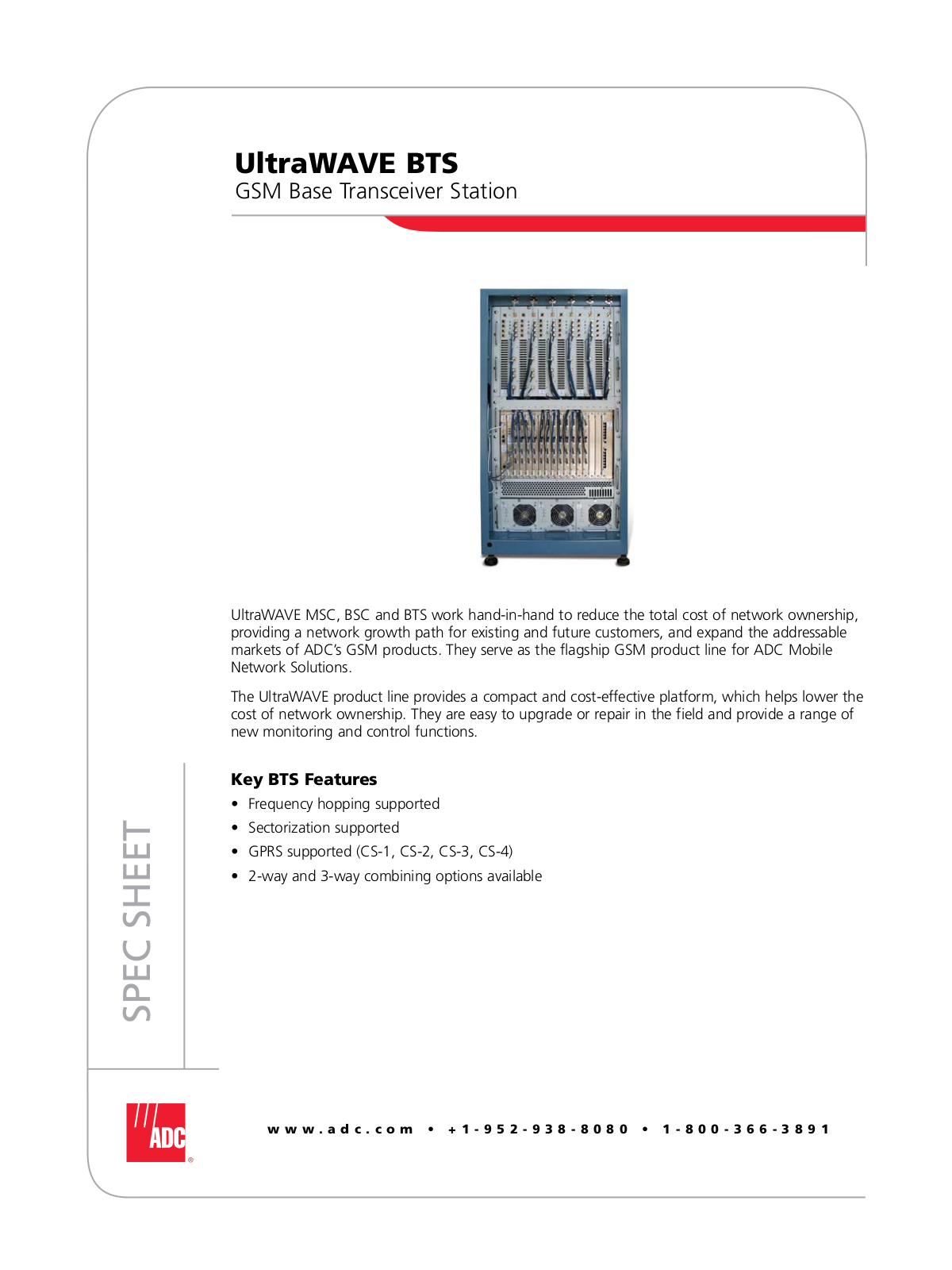 ADC GSM Base Transceiver Station UltraWAVE BTS User Manual