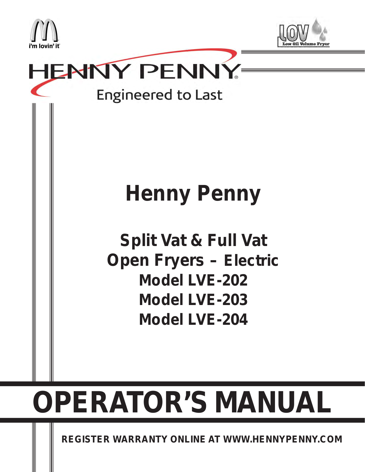 Henny Penny LVE-204 Installation Manual