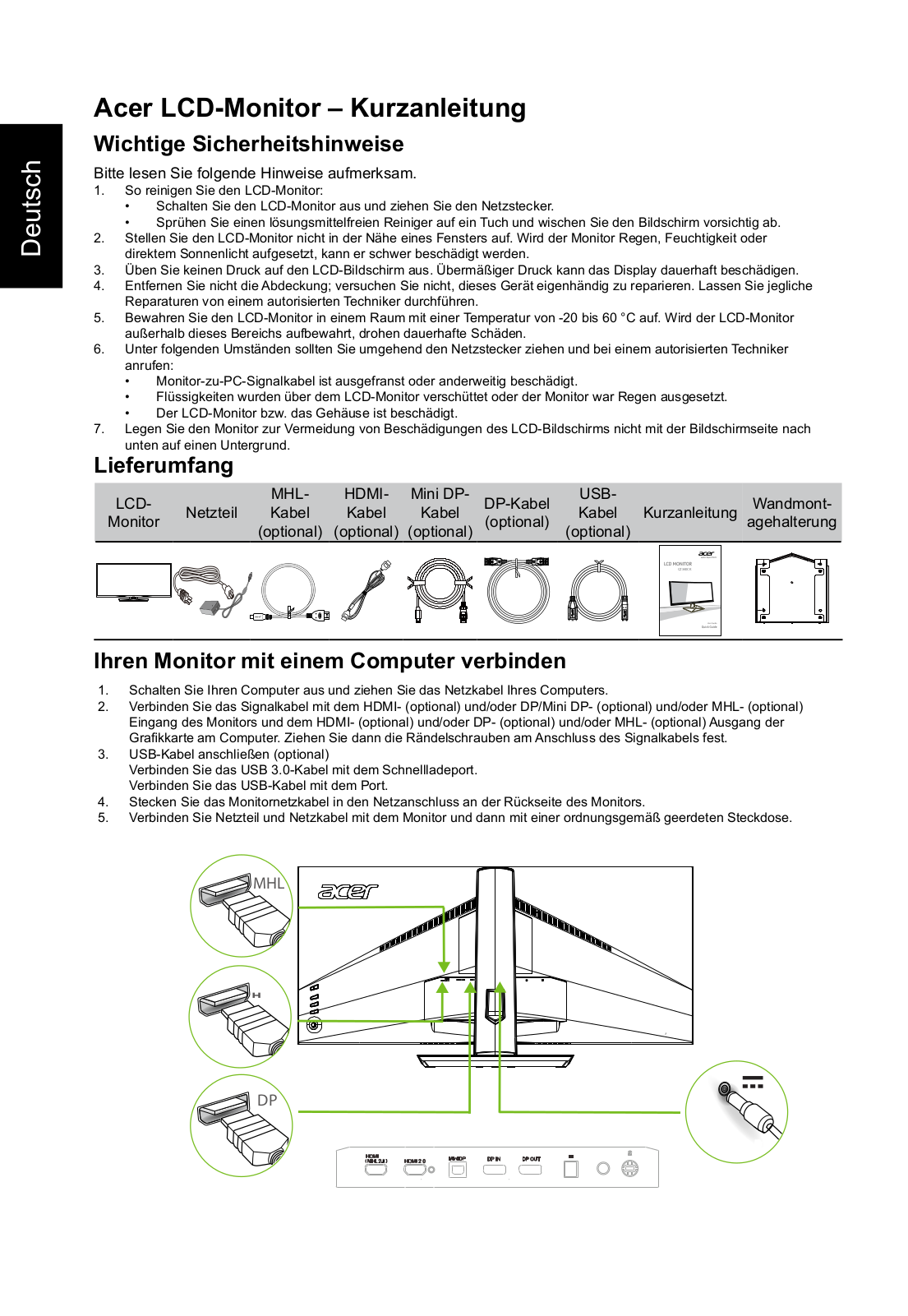 Acer CZ340CK quick start Guide