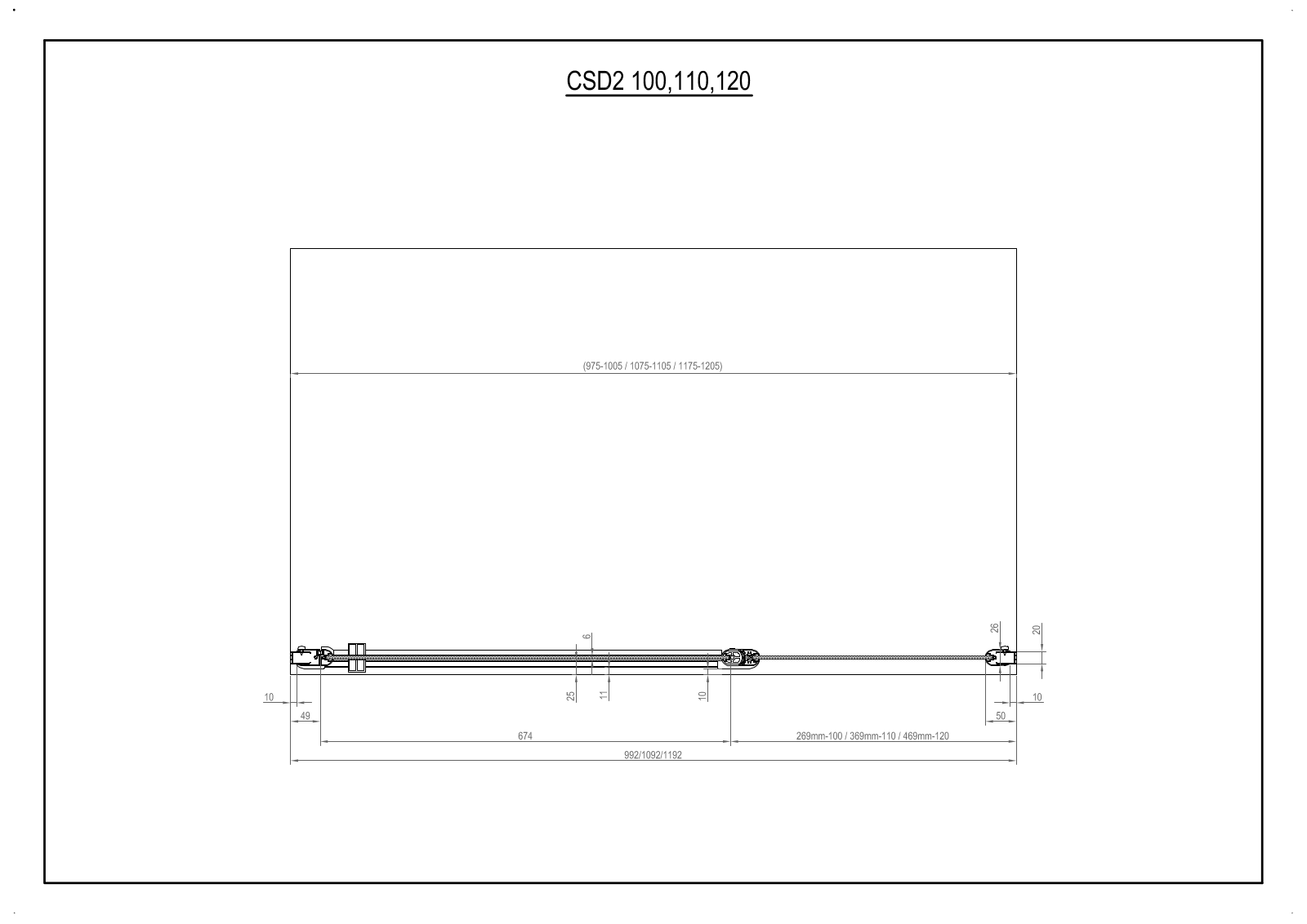 Ravak CSD2 100, CSD2 110, CSD2 120 Dimensions