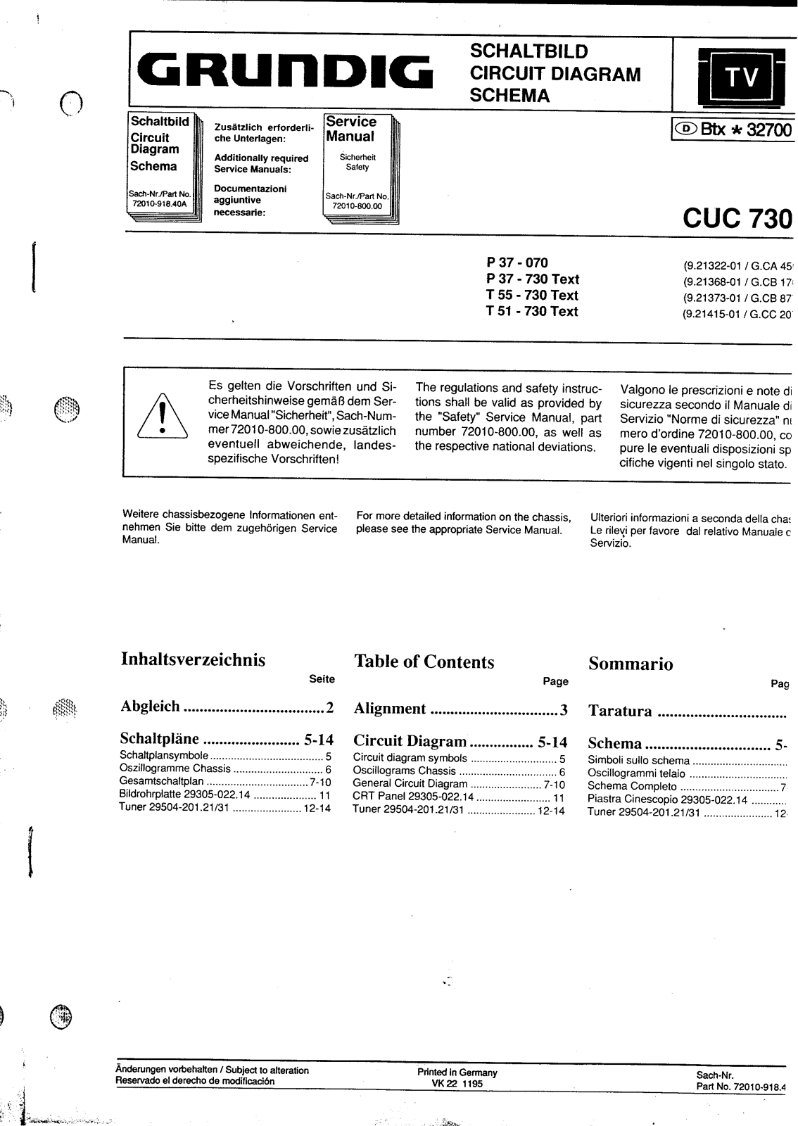 Grundig CUC-730 Service Manual