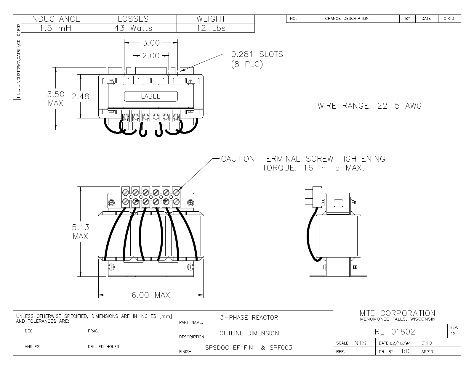 MTE RL-01802 CAD Drawings