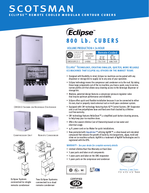 Scotsman Ice Machine CME810RLS-1A User Manual