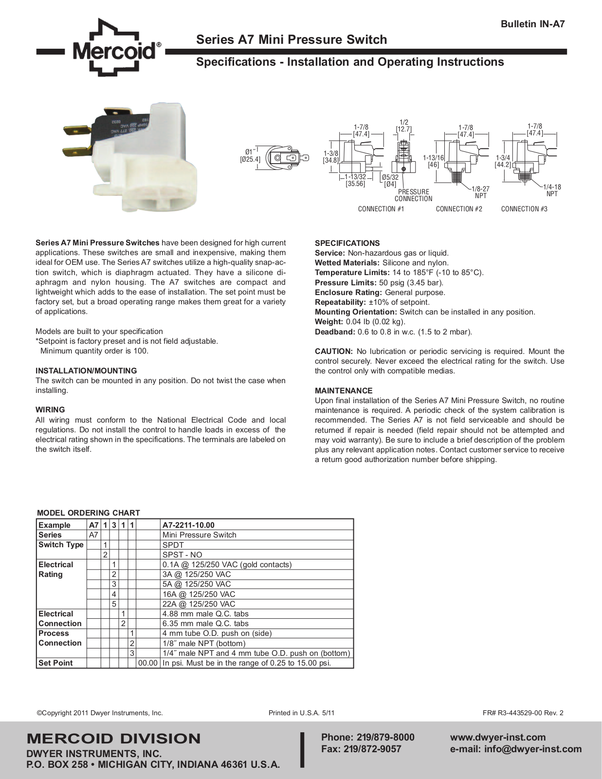 Dwyer A7 User Manual