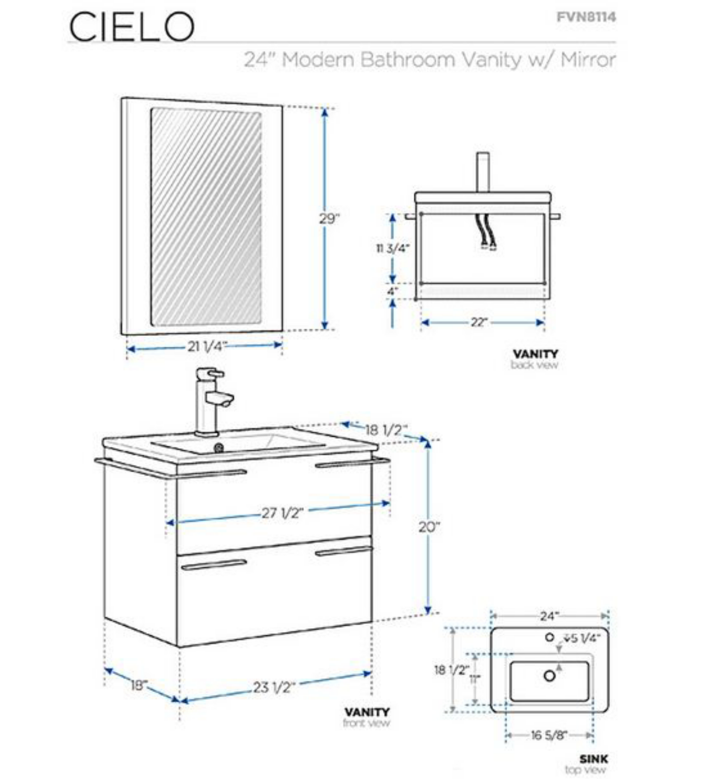 Fresca FBH1336 Dimensions - ManualMachine.com