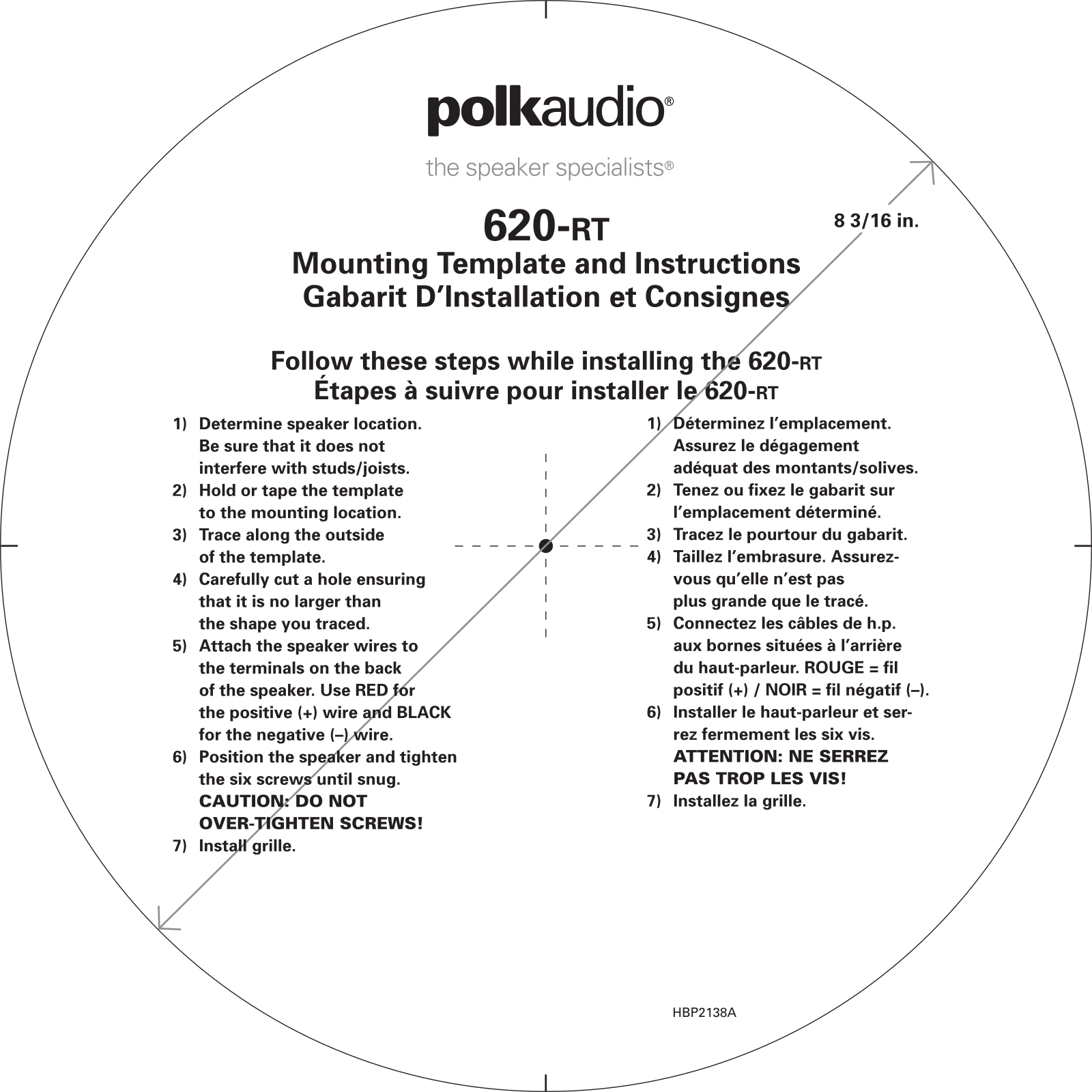 Polk Audio 620-RT Mounting Templates