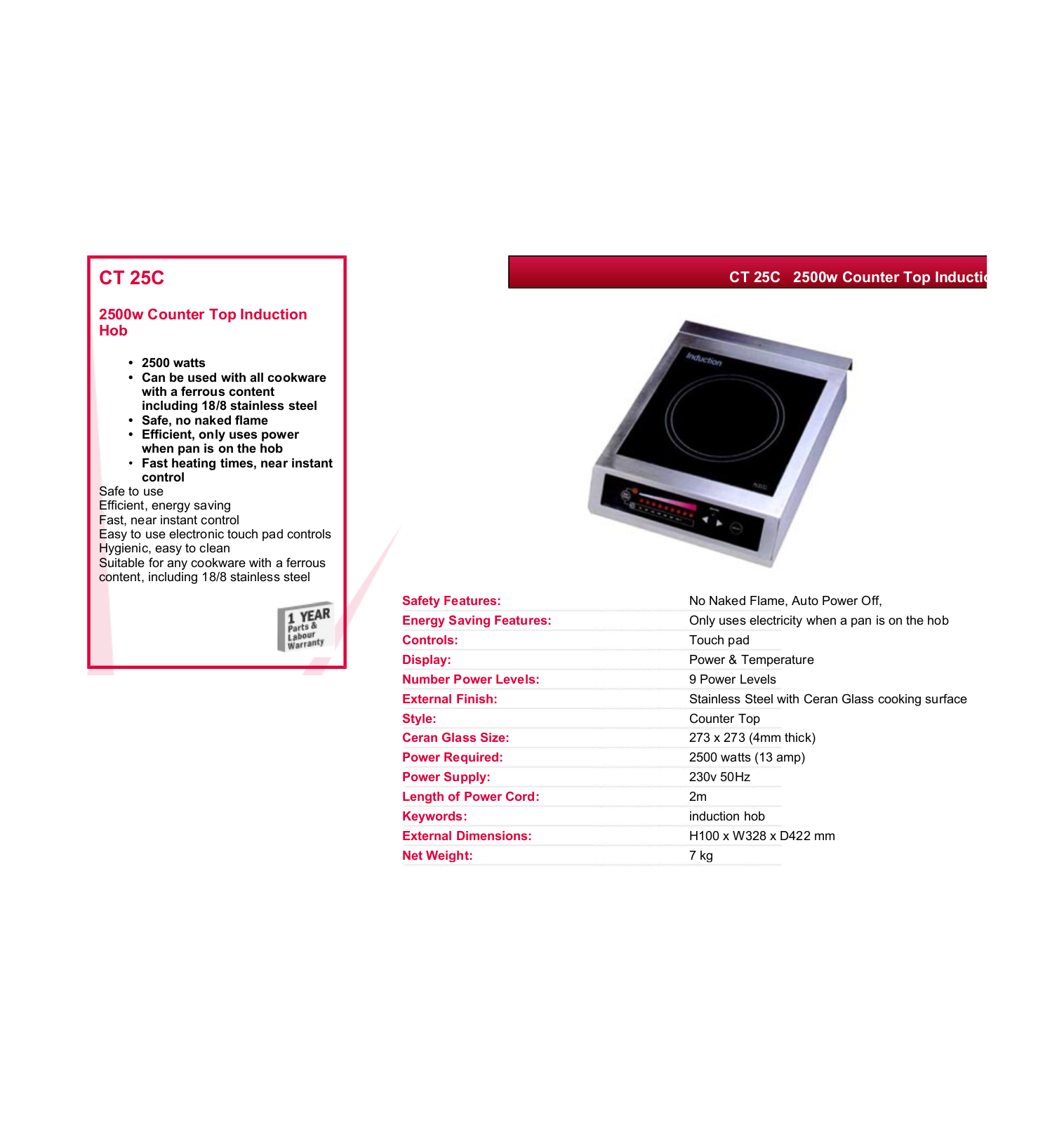 Valera CT 25C DATASHEET