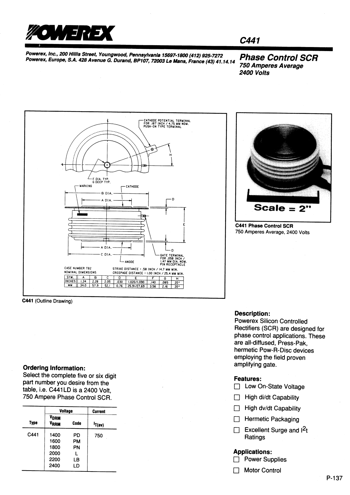 POWEREX C441PN, C441PM, C441PD, C441PB, C441P Datasheet