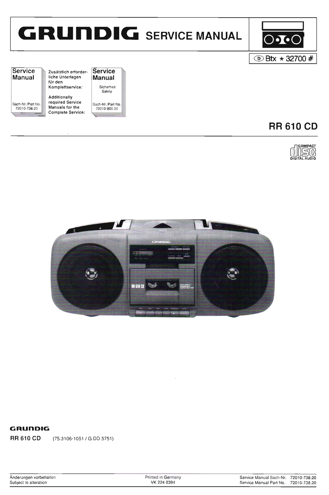 Grundig RR-610-CD Service Manual