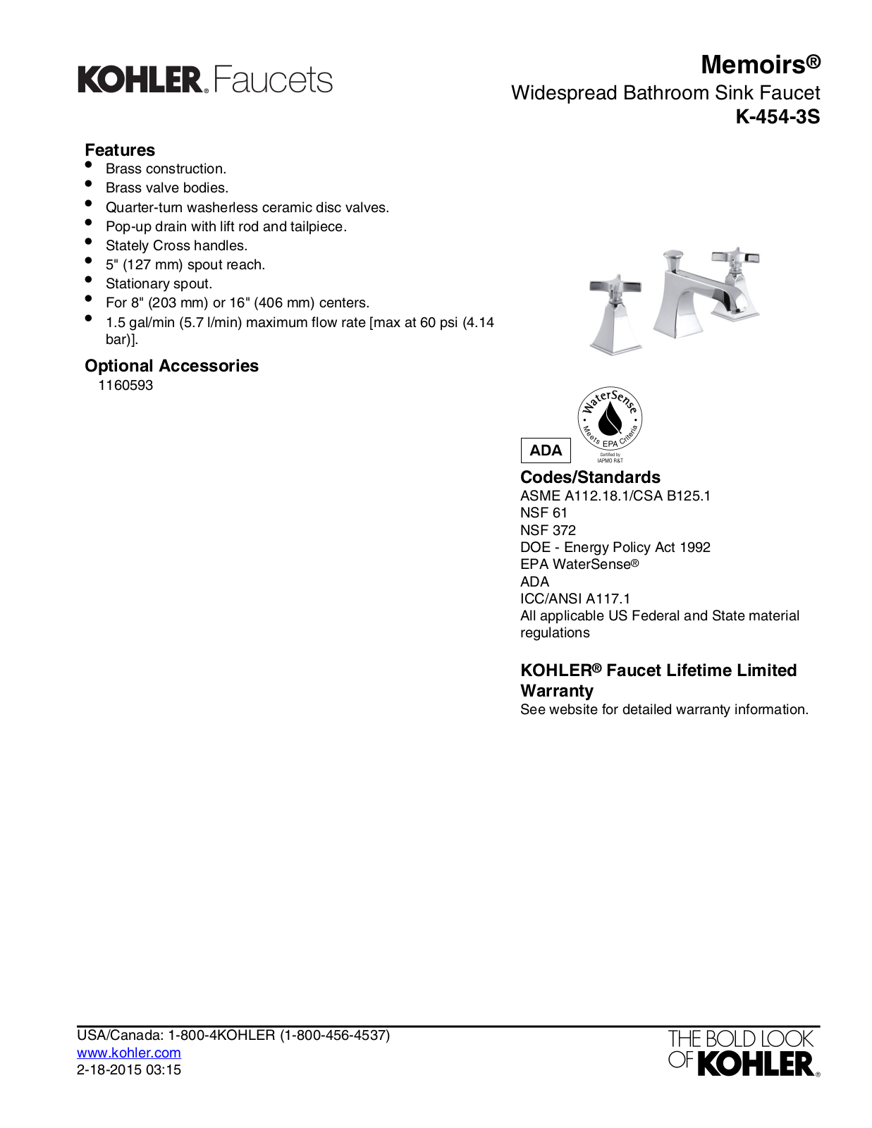 Kohler KOH6497 Specifications - ManualMachine.com