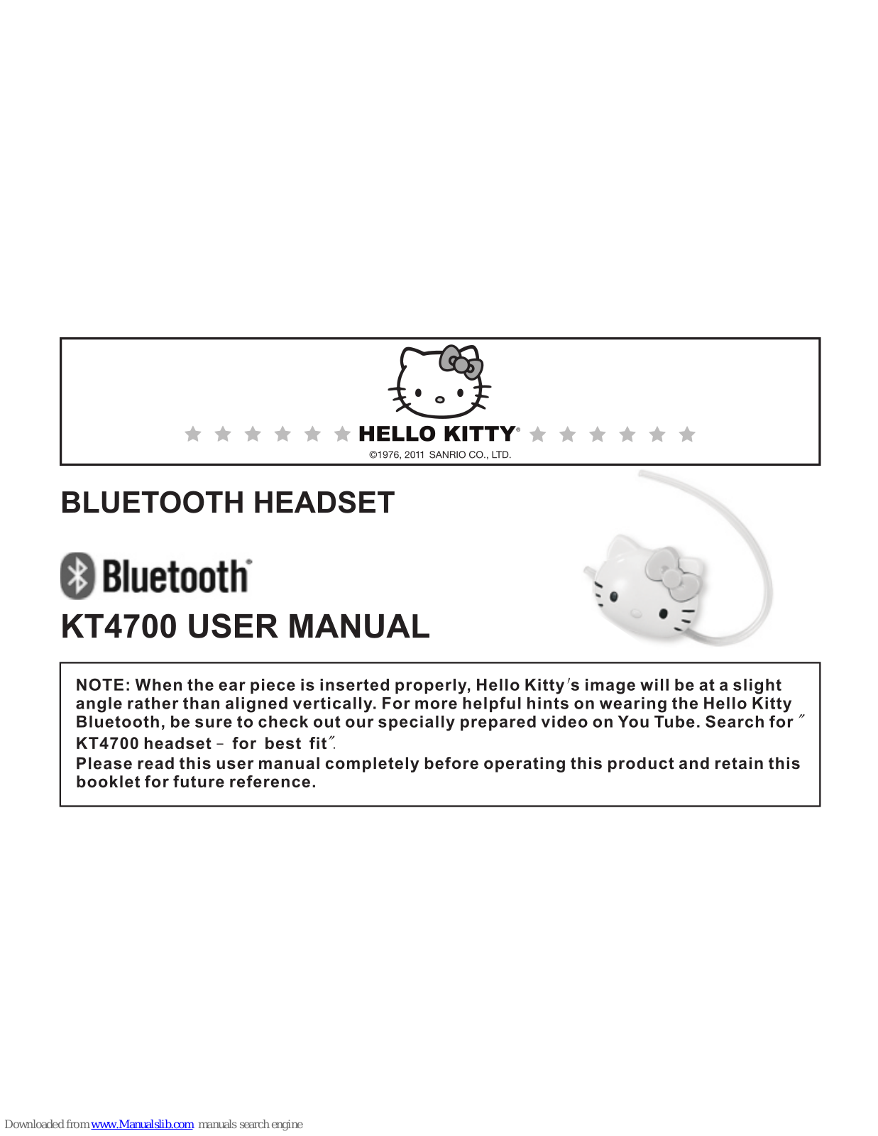 Hello Kitty KT4700, KT4557 User Manual