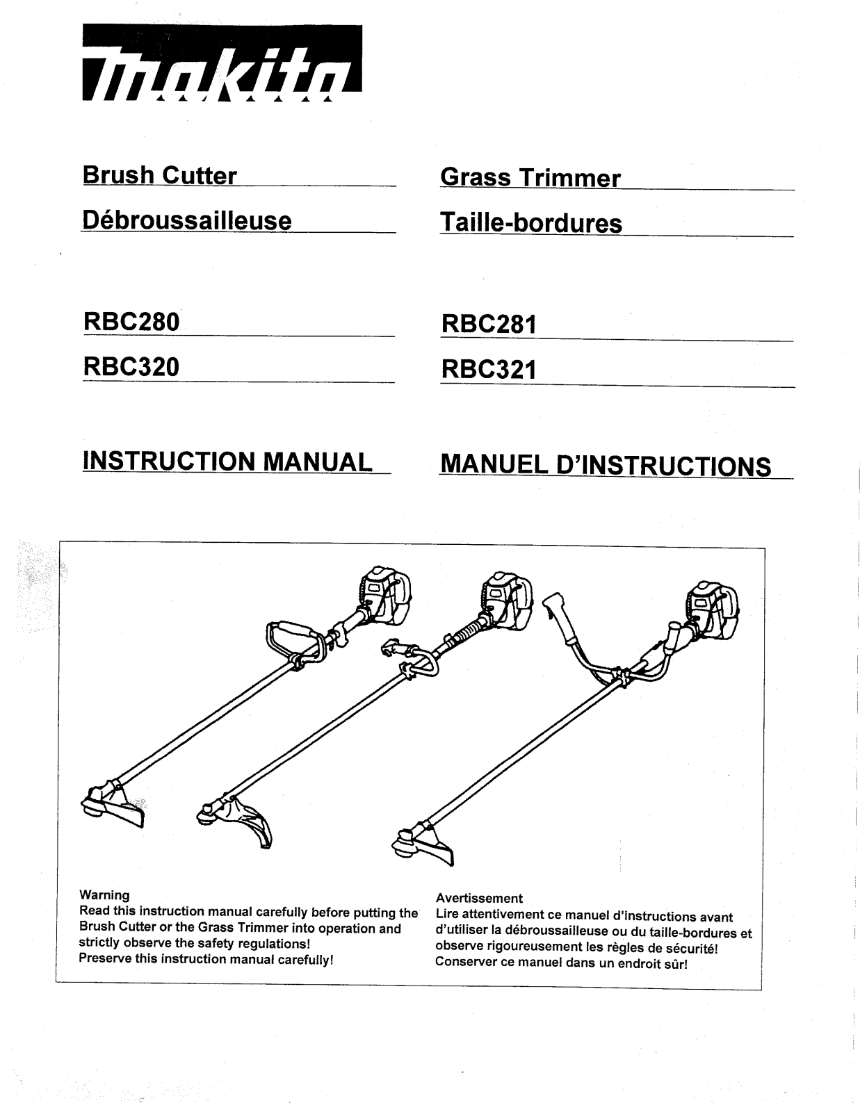 Makita RBC321, RBC281, RBC280, RBC320 User Manual