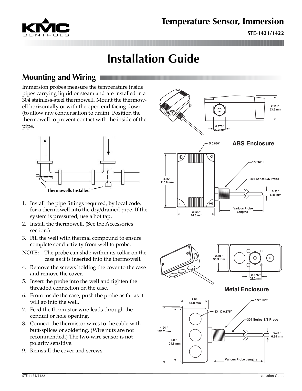 KMC Controls STE-1422 User Manual