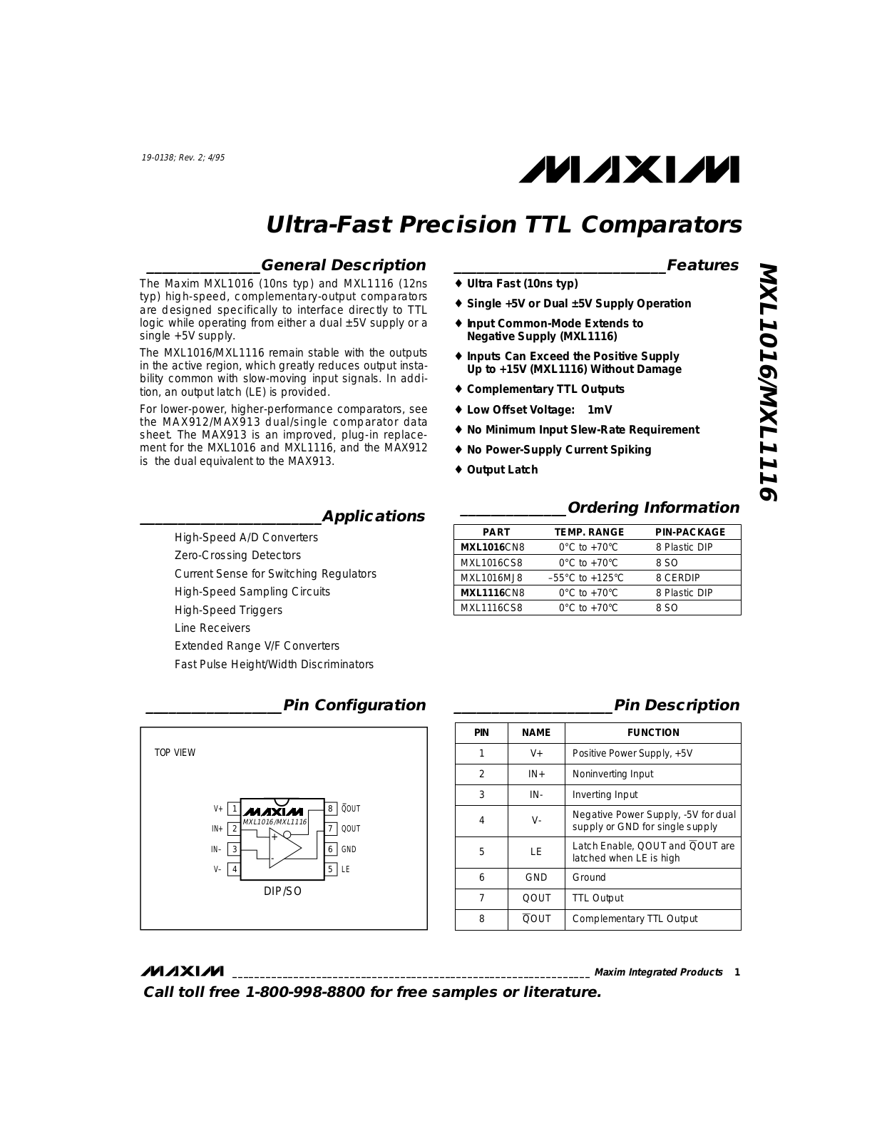 Rainbow Electronics MXL1116 User Manual