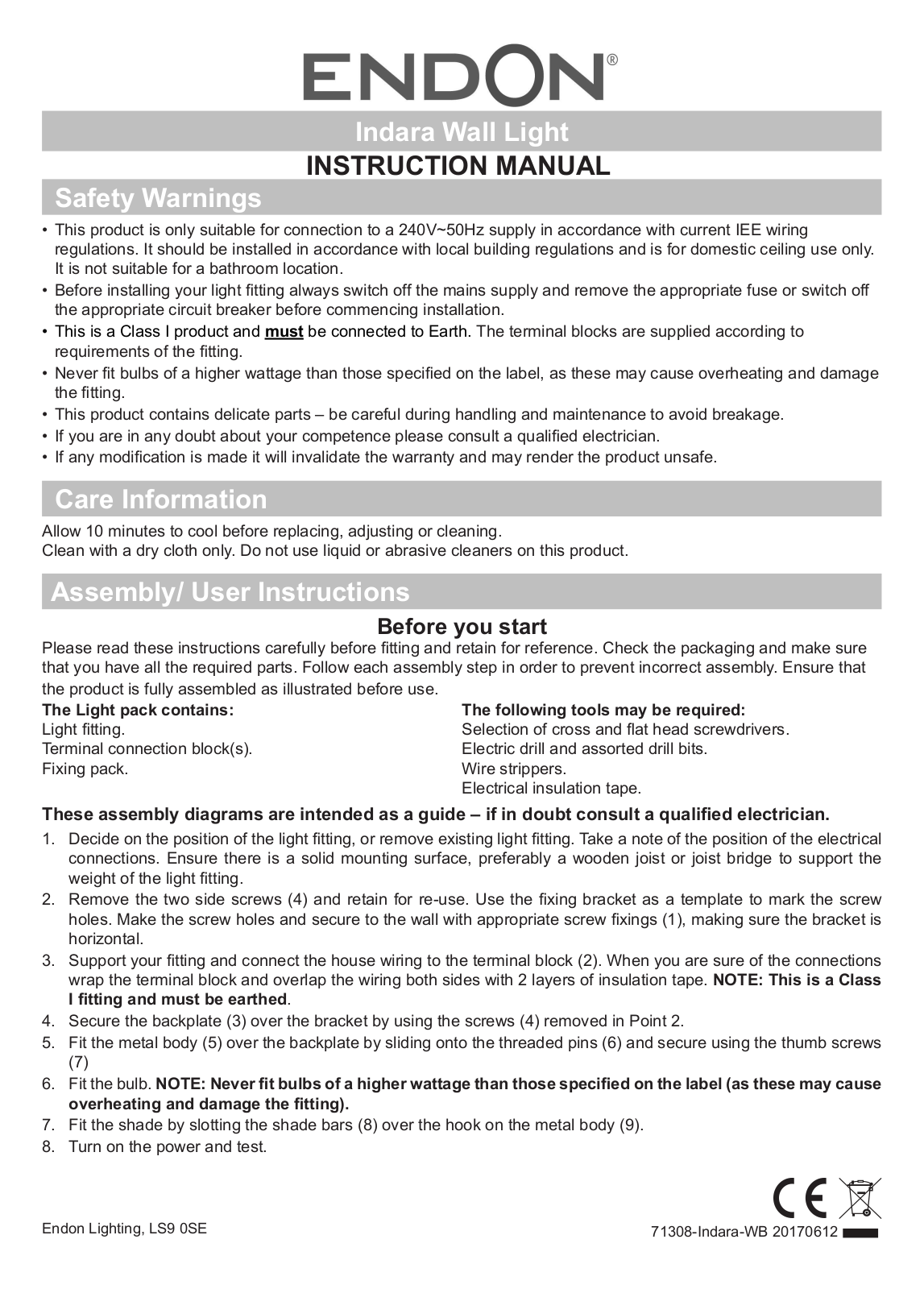 Endon Lighting 71308 Installation Instructions - ManualMachine.com