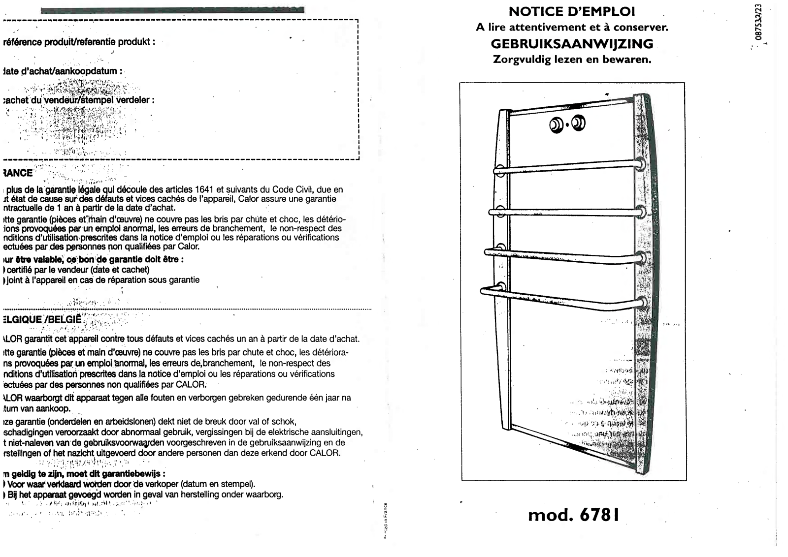 CALOR 6781 User Manual