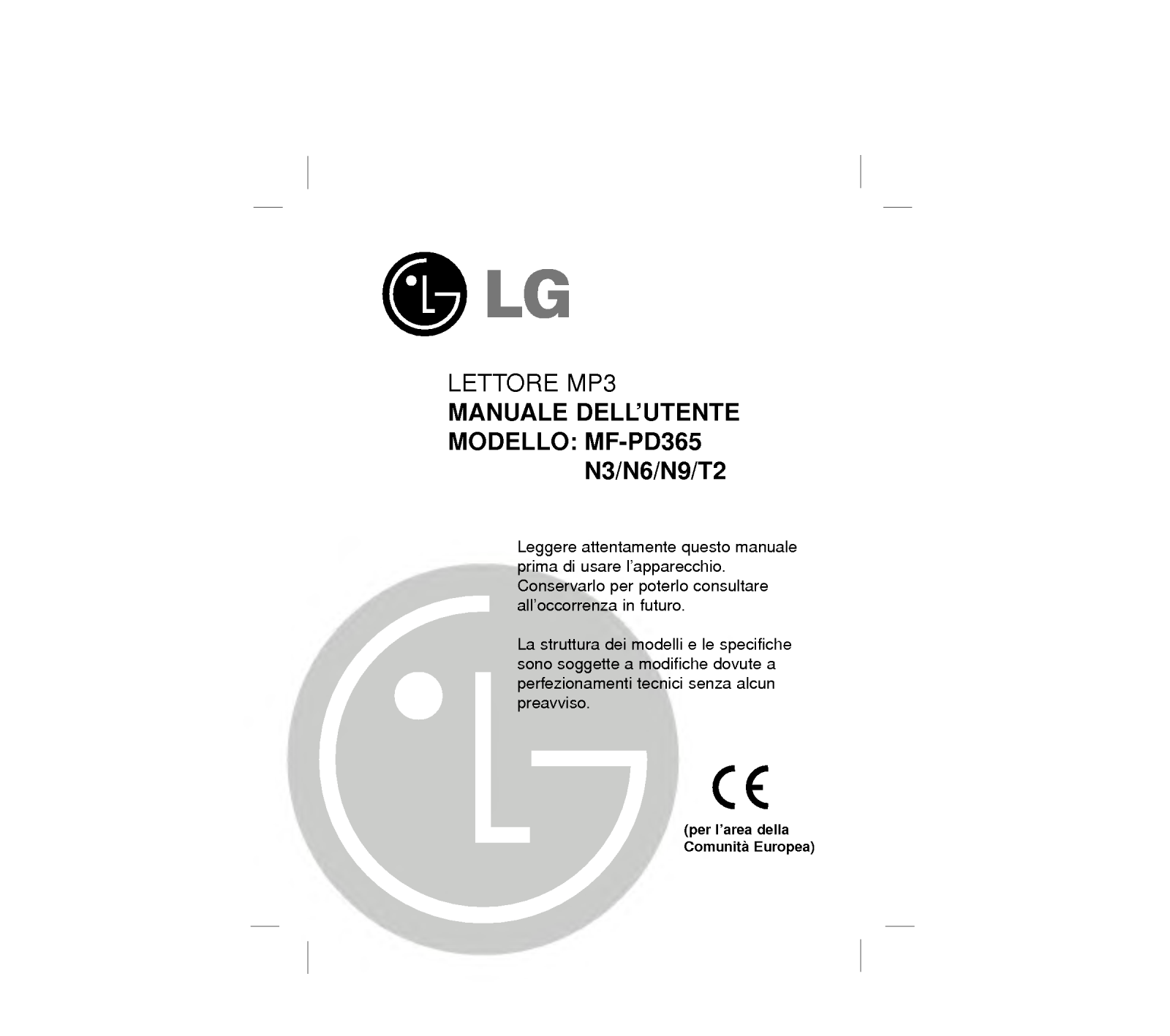 Lg MF-PD365N6, MF-PD365N3, MF-PD365N9, MF-PD365T2 user Manual