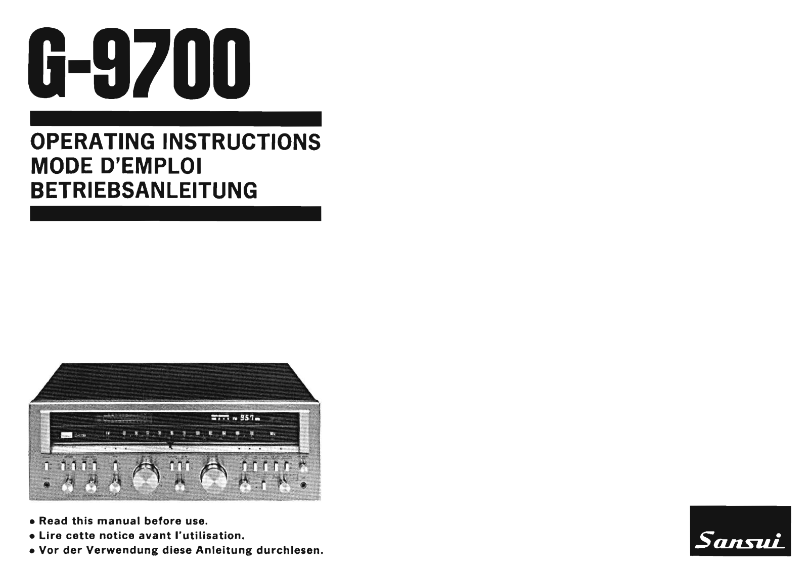 Sansui G-9700 Owners Manual