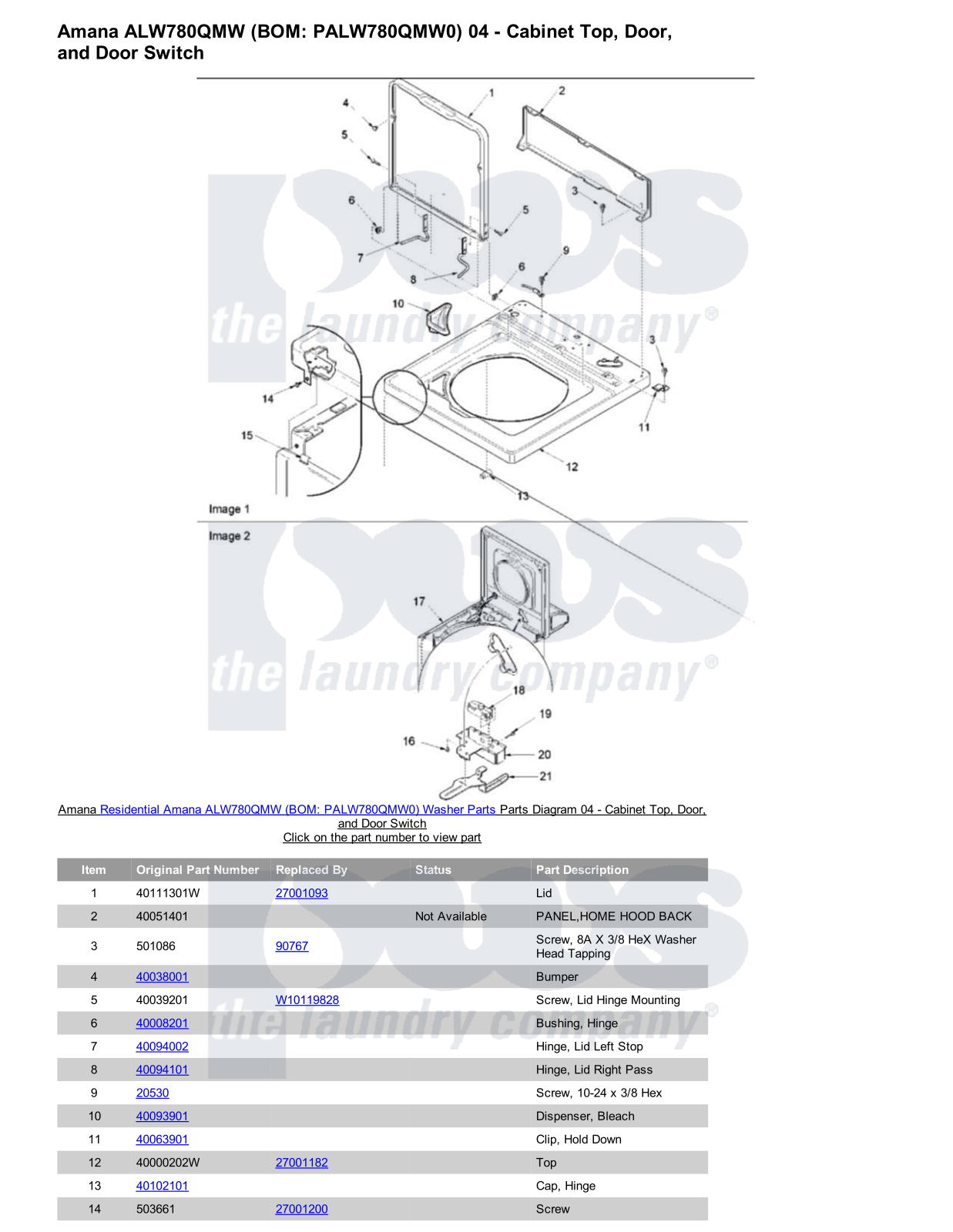 Amana ALW780QMW Parts Diagram