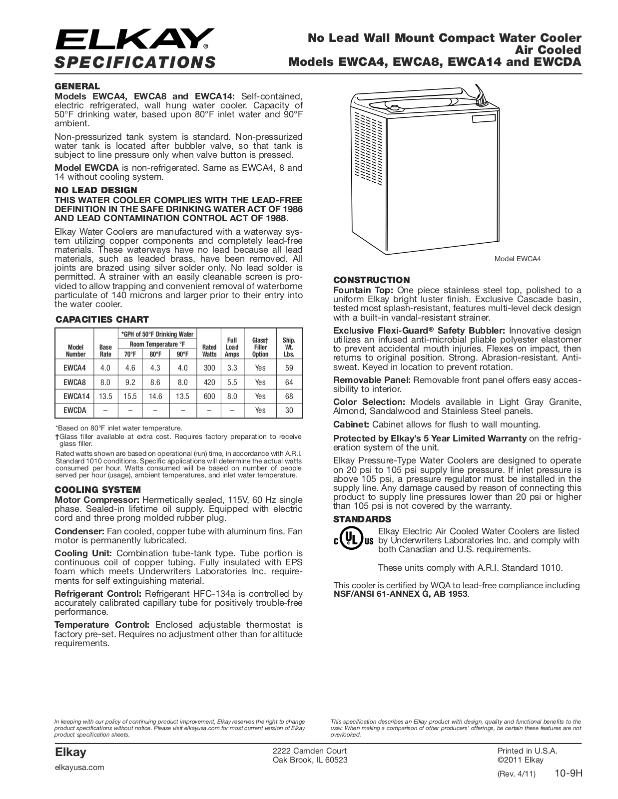 Elkay EWCA14 User Manual