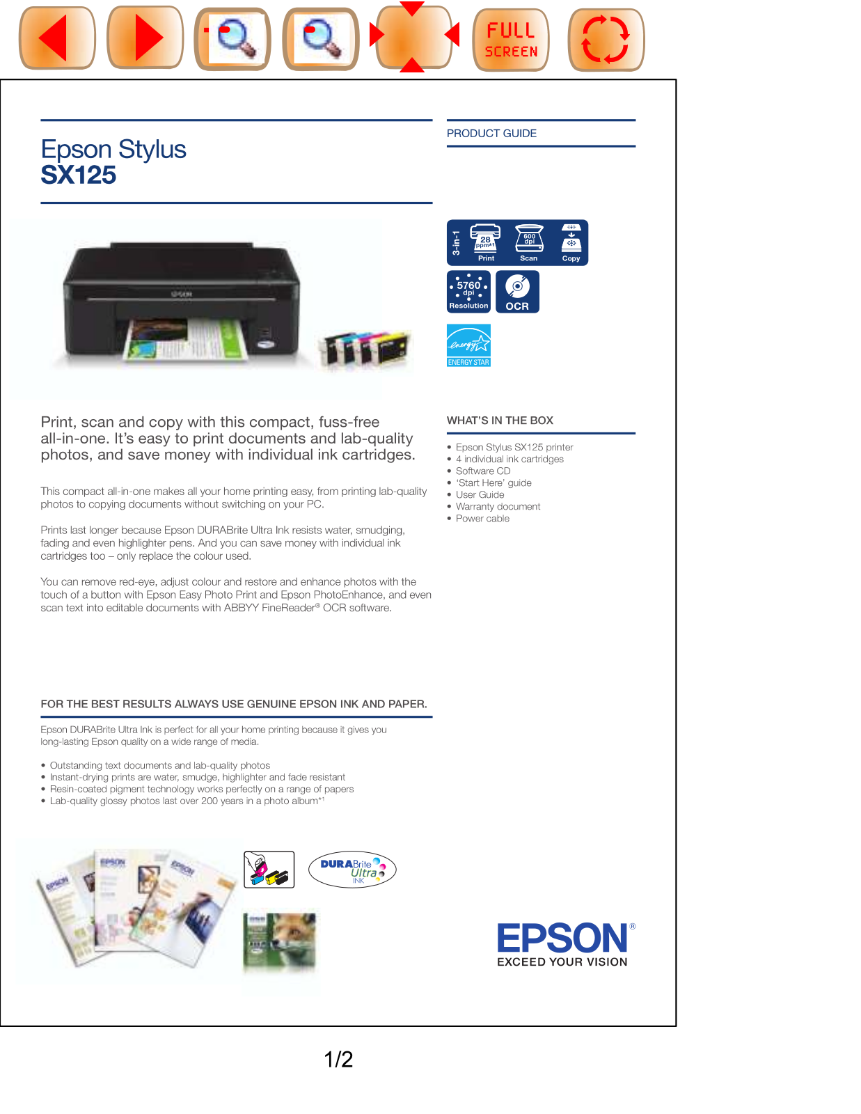 Epson STYLUS SX125 BROCHURE