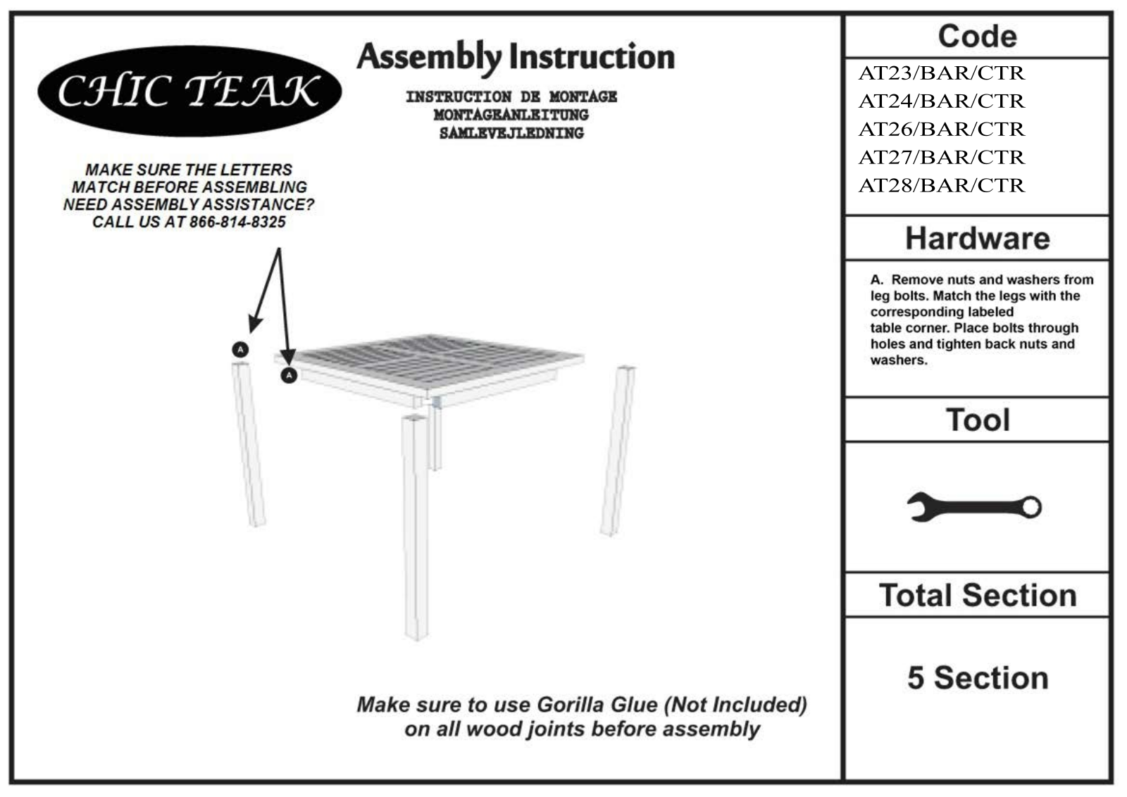 Chic Teak CCTK1625 Installation & Assembly - ManualMachine.com