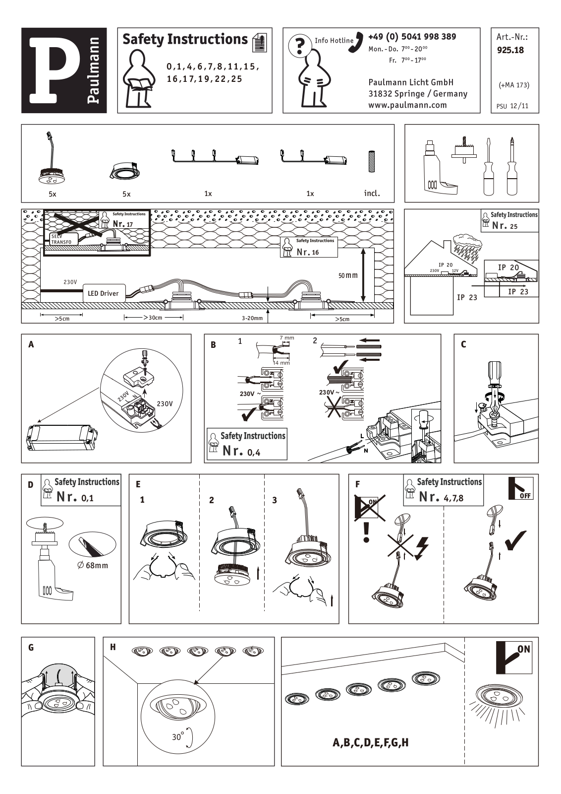 Paulmann 92518 Safety instructions - ManualMachine.com
