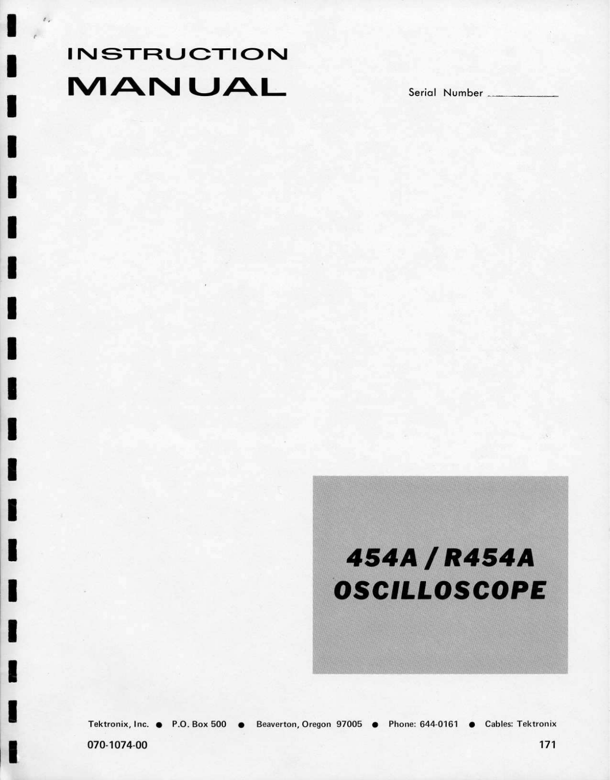 Tektronix 454A Manual Instruction