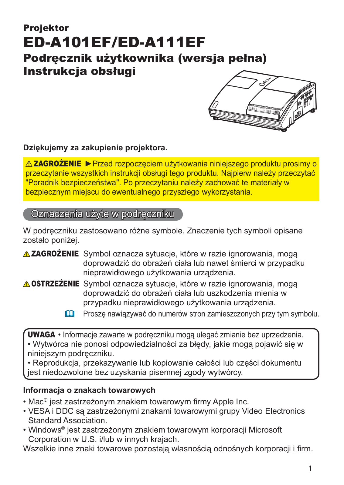 Hitachi ED-A101, ED-A111 User Manual