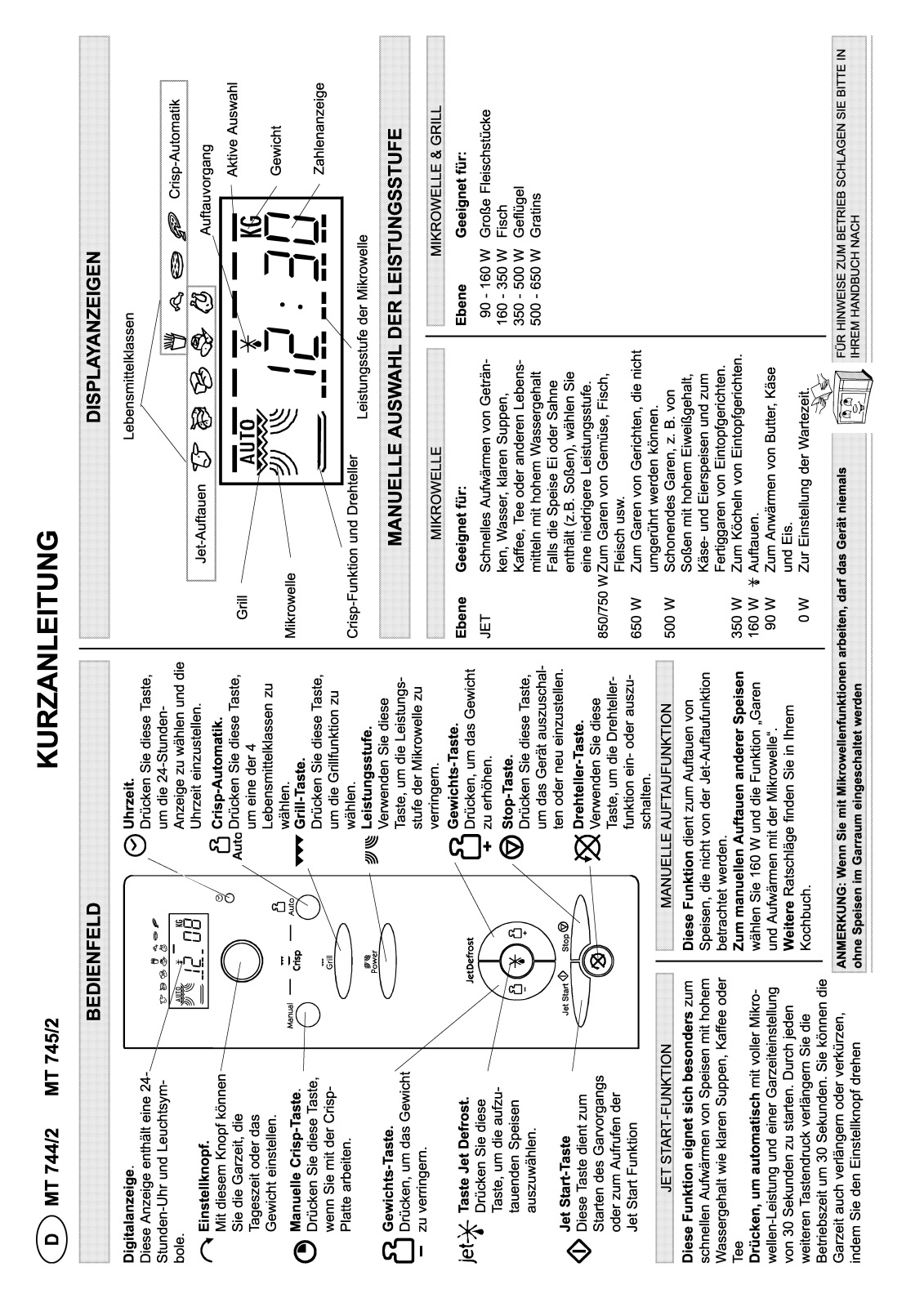 Whirlpool MT 744/BL, MT 744/ 2 / WH, MT 744/WH, MT 744 / 2 / BL, MT 744 / IX INSTRUCTION FOR USE