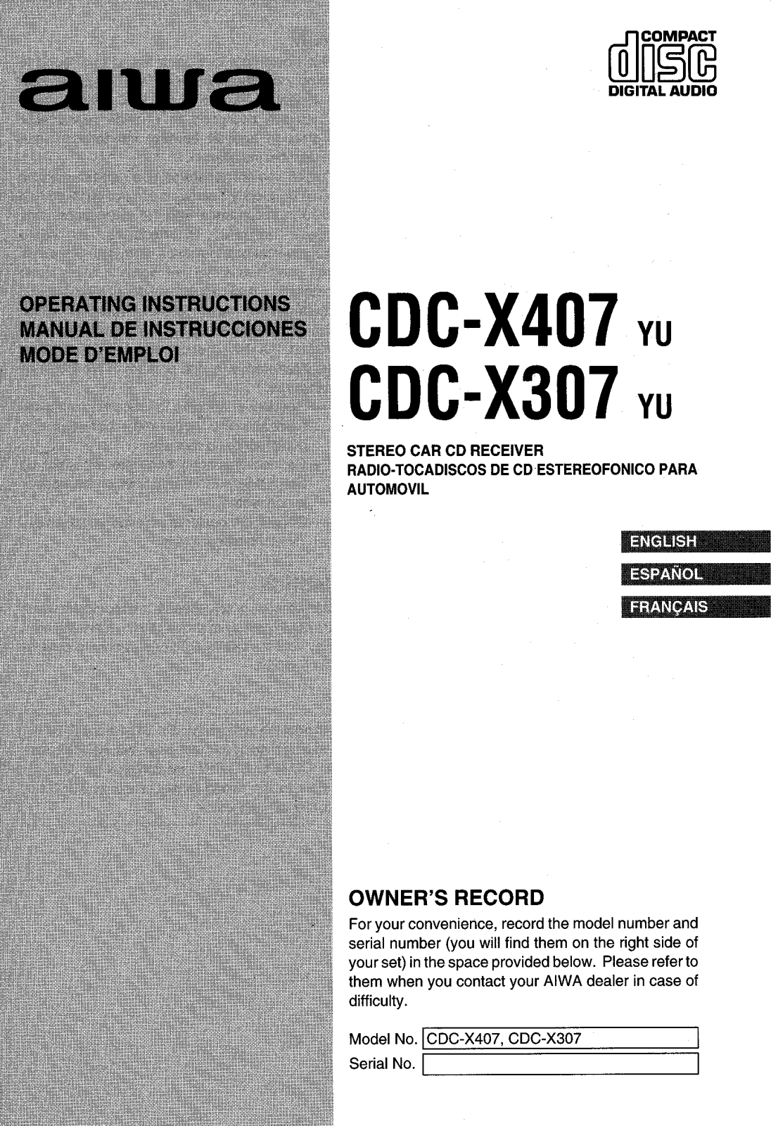 Sony CD-CX307 User Manual