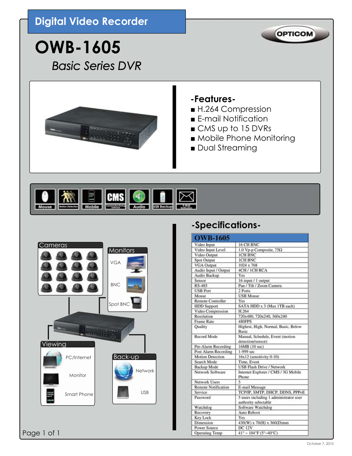 Opticom OWB-1605 DATASHEET