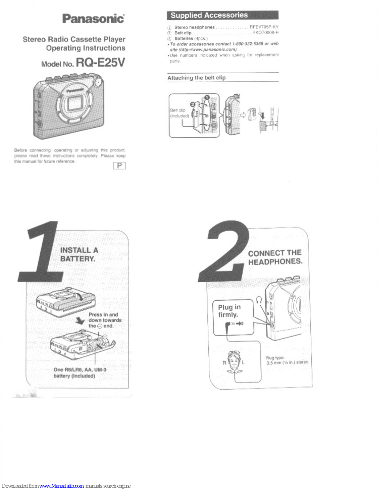 Panasonic RQ-E25VA Operating Instructions Manual